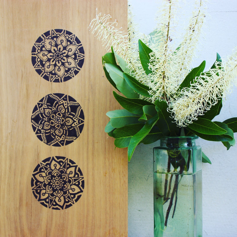 Sustainable homewares - artwork on recycled timber