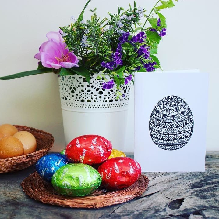 Beautiful floral Easter decorations styled with Easter greeting cards