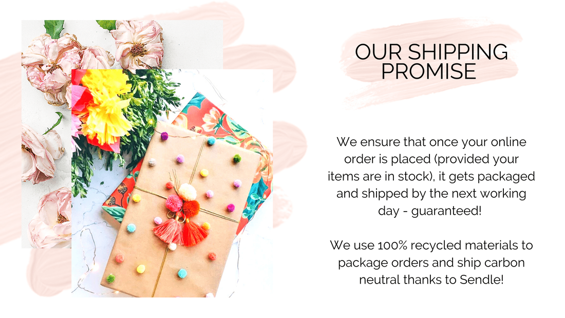 Eco-friendly packaging used to ship all of our orders