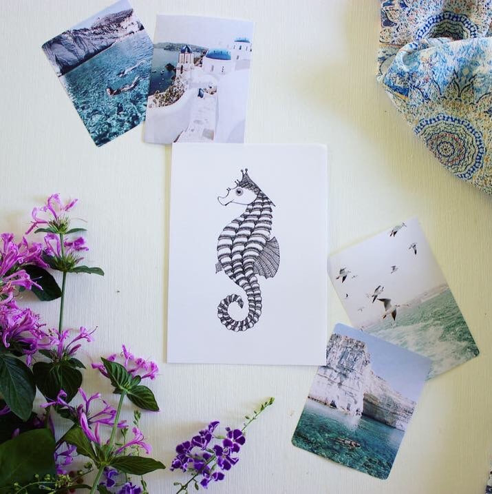 World Oceans Day gift cards - seahorse